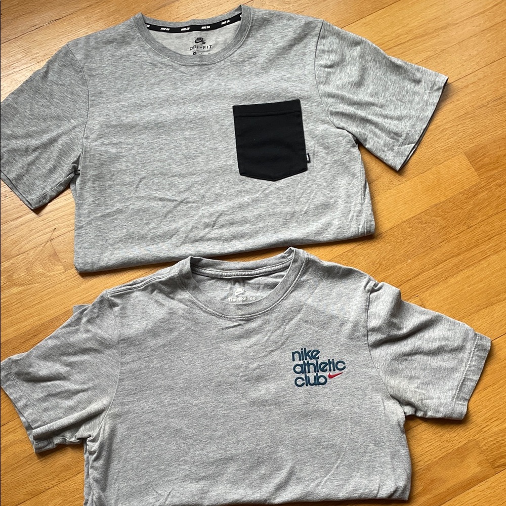 Nike Kids Gray T-Shirt Duo with Black Pocket and Logo
